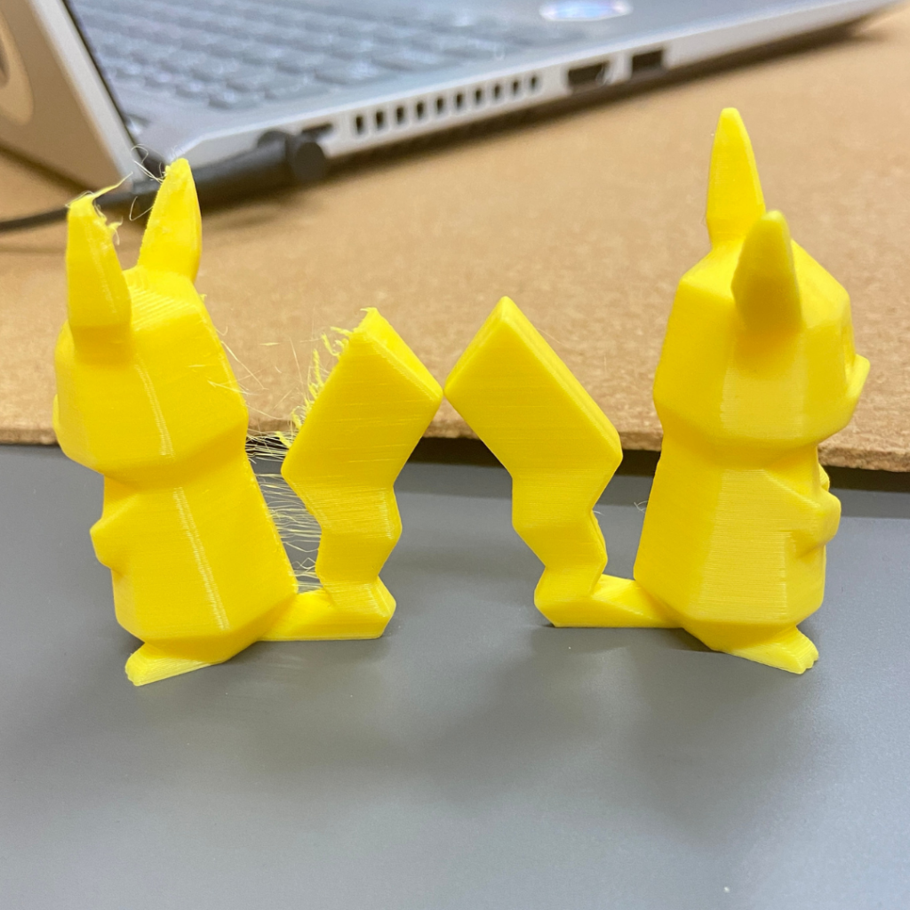 3D Printed Pikachu Comparisons Side